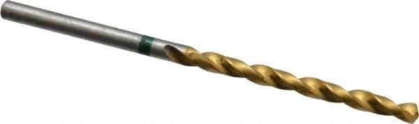 Accupro - #33 135° Cobalt Jobber Drill - TiN Finish, Right Hand Cut, Spiral Flute, Straight Shank, 61mm OAL, Split Point - Apex Tool & Supply