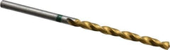Accupro - #33 135° Cobalt Jobber Drill - TiN Finish, Right Hand Cut, Spiral Flute, Straight Shank, 61mm OAL, Split Point - Apex Tool & Supply