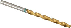 Accupro - 3.7mm 135° Cobalt Jobber Drill - TiN Finish, Right Hand Cut, Spiral Flute, Straight Shank, 70mm OAL, Split Point - Apex Tool & Supply