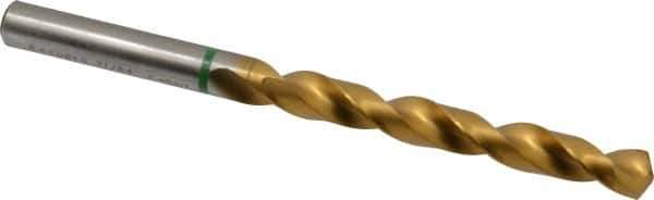 Accupro - 21/64" 135° Cobalt Jobber Drill - TiN Finish, Right Hand Cut, Spiral Flute, Straight Shank, 117mm OAL, Split Point - Apex Tool & Supply