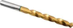 Accupro - 10mm 135° Cobalt Jobber Drill - TiN Finish, Right Hand Cut, Spiral Flute, Straight Shank, 133mm OAL, Split Point - Apex Tool & Supply