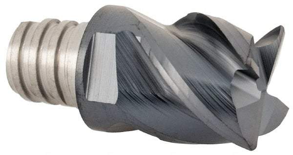 Iscar - MM EC Grade IC908 Carbide End Milling Tip Insert - TiAlN Finish, 4 Flutes, 3/8" Cutting Diam, 0.275" Depth of Cut, 0.512" Extension, 0.015" Cnr Rad, 45° Helix - Apex Tool & Supply