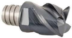 Iscar - MM EC Grade IC908 Carbide End Milling Tip Insert - TiAlN Finish, 4 Flutes, 3/8" Cutting Diam, 0.275" Depth of Cut, 0.512" Extension, 0.015" Cnr Rad, 45° Helix - Apex Tool & Supply
