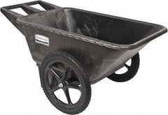 Rubbermaid - 7.5 Cu Ft, 300 Lb Capacity Wheelbarrow with 20" Radial Wheel - Plastic Handle, 58" Long x 32-3/4" Wide x 28-1/4" High, Black - Apex Tool & Supply