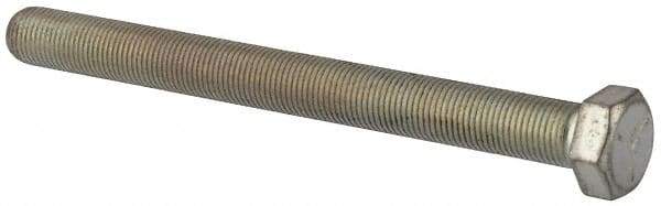 Made in North America - 1/2-20 UNF, 5-1/2" Length Under Head Hex Head Cap Screw - Fully Threaded, Grade 5 Steel, Zinc-Plated Finish, 3/4" Hex - Apex Tool & Supply