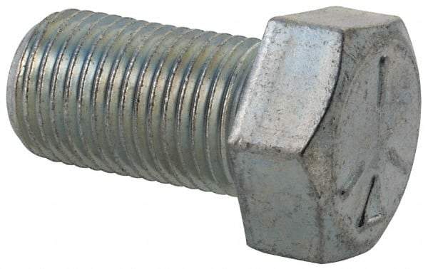 Made in USA - 9/16-18 UNF, 1" Length Under Head Hex Head Cap Screw - Fully Threaded, Grade 5 Steel, Zinc-Plated Finish, 13/16" Hex - Apex Tool & Supply