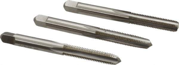 Hertel - 1/4-28 UNF, 4 Flute, Bottoming, Plug & Taper, Bright Finish, High Speed Steel Tap Set - 2-1/2" OAL, 2B/3B Class of Fit - Apex Tool & Supply