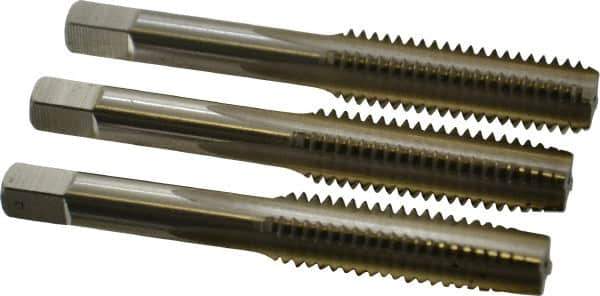 Hertel - 7/16-14 UNC, 4 Flute, Bottoming, Plug & Taper, Bright Finish, High Speed Steel Tap Set - 3-5/32" OAL, 2B/3B Class of Fit - Apex Tool & Supply