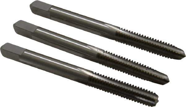 Hertel - #12-24 UNC, 4 Flute, Bottoming, Plug & Taper, Bright Finish, High Speed Steel Tap Set - 2-3/8" OAL, 2B/3B Class of Fit - Apex Tool & Supply