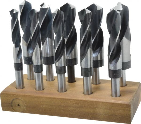 Hertel - 9/16 to 1-1/4", 118° Point, Oxide Finish, High Speed Steel Reduced Shank Drill Bit Set - Apex Tool & Supply