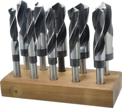 Hertel - 9/16 to 1-1/4", 118° Point, Oxide Finish, High Speed Steel Reduced Shank Drill Bit Set - Apex Tool & Supply