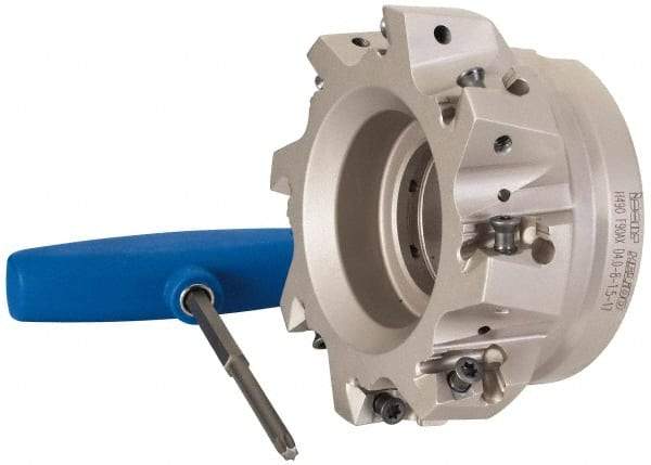 Iscar - 8 Inserts, 4" Cut Diam, 1-1/2" Arbor Diam, 0.642" Max Depth of Cut, Indexable Square-Shoulder Face Mill - 0/90° Lead Angle, 2" High, H490 AN.X 17 Insert Compatibility, Through Coolant, Series Helido - Apex Tool & Supply