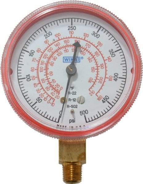Wika - 2-1/2" Dial, 1/8 Thread, 0-500 Scale Range, Pressure Gauge - Lower Connection Mount, Accurate to 1-2-5% of Scale - Apex Tool & Supply