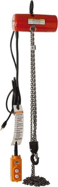 CM - 600 Lb Capacity, 8 FPM Lift Speed, Electric Chain Hoist - 10' Max Lift, 11-15/16" Min Headroom, 1 Chain - Apex Tool & Supply
