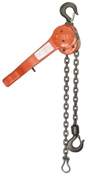 CM - 1,500 Lb Lifting Capacity, 5' Lift Height, Lever Hoist - Made from Chain, 45 Lb Avg Pull to Lift Rated Load - Apex Tool & Supply