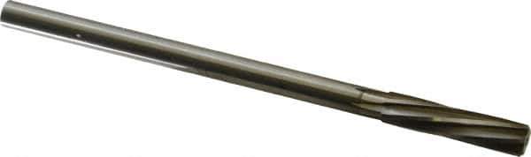 Made in USA - 27/64" High Speed Steel 6 Flute Chucking Reamer - Spiral Flute, 0.373" Straight Shank, 1-3/4" Flute Length, 7" OAL - Apex Tool & Supply
