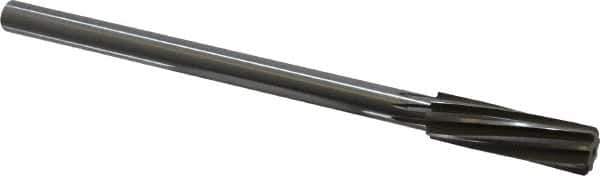 Made in USA - 19/32" High Speed Steel 8 Flute Chucking Reamer - Spiral Flute, 0.4355" Straight Shank, 2" Flute Length, 8" OAL - Apex Tool & Supply