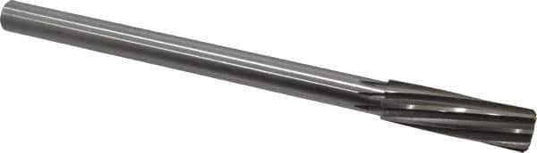 Made in USA - 11/16" High Speed Steel 8 Flute Chucking Reamer - Spiral Flute, 0.5615" Straight Shank, 2-1/4" Flute Length, 9" OAL - Apex Tool & Supply