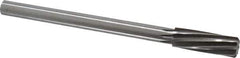 Made in USA - 23/32" High Speed Steel 8 Flute Chucking Reamer - Spiral Flute, 0.5615" Straight Shank, 2-1/4" Flute Length, 9" OAL - Apex Tool & Supply