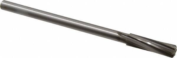 Made in USA - 17/32" Cobalt 6 Flute Chucking Reamer - Spiral Flute, 0.4355" Straight Shank, 2" Flute Length, 8" OAL - Apex Tool & Supply