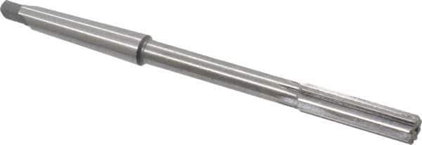 Made in USA - 7/16" High Speed Steel 6 Flute Chucking Reamer - Straight Flute, 1MT Morse Taper Shank, 1-3/4" Flute Length, 7" OAL - Apex Tool & Supply