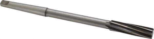 Made in USA - 17/32" High Speed Steel 6 Flute Chucking Reamer - Spiral Flute, 1MT Morse Taper Shank, 2" Flute Length, 8" OAL - Apex Tool & Supply
