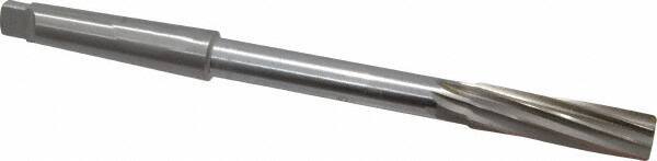 Made in USA - 5/8" High Speed Steel 8 Flute Chucking Reamer - Spiral Flute, 2MT Morse Taper Shank, 2-1/4" Flute Length, 9" OAL - Apex Tool & Supply