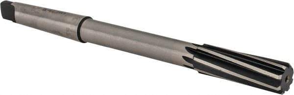 Made in USA - 23/32" High Speed Steel 8 Flute Chucking Reamer - Spiral Flute, 2MT Morse Taper Shank, 2-1/4" Flute Length, 9" OAL - Apex Tool & Supply