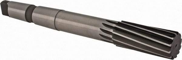 Made in USA - 1-3/8" High Speed Steel 12 Flute Chucking Reamer - Spiral Flute, 4MT Morse Taper Shank, 3-1/4" Flute Length, 12" OAL - Apex Tool & Supply