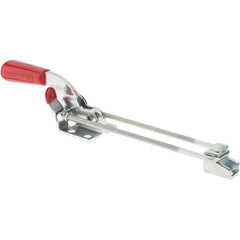De-Sta-Co - 719 Lb Capacity, Horizontal, U Hook, Flanged Base, Carbon Steel Pull Action Latch Clamp - 1-3/4" Drawing Movement, 10-17/32" OAL, Threaded U Hook, Straight Handle - Apex Tool & Supply