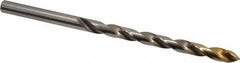DORMER - #5 118° High Speed Steel Jobber Drill - TiN Finish, Right Hand Cut, Spiral Flute, Straight Shank, 3-3/4" OAL, Split Point - Apex Tool & Supply