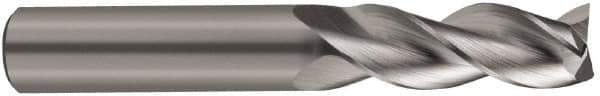 SGS - 1/2", 2" LOC, 1/2" Shank Diam, 4" OAL, 3 Flute, Solid Carbide Square End Mill - Single End, Uncoated, Spiral Flute, 38° Helix, Right Hand Cut, Right Hand Flute, Series 43 - Apex Tool & Supply