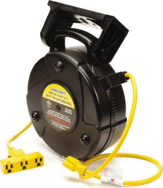 Reelcraft - 14 AWG, 50' Long Cord and Cable Reel with Outlet End - Apex Tool & Supply