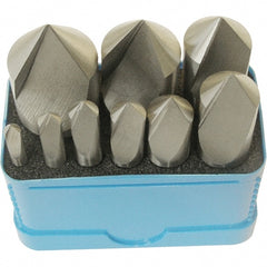 Interstate - 9 Piece, 3/16 to 1" Head Diam, 82° Included Angle, Single End Countersink Set - Apex Tool & Supply
