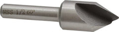 Interstate - 1/2" Head Diam, 1/4" Shank Diam, 1 Flute 60° High Speed Steel Countersink - Apex Tool & Supply