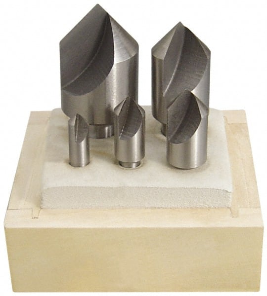 Keo - 5 Piece, 1/4 to 1" Head Diam, 60° Included Angle, Single End Countersink Set - Apex Tool & Supply