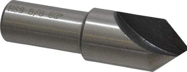 Interstate - 5/8" Head Diam, 1/2" Shank Diam, 1 Flute 82° High Speed Steel Countersink - Bright Finish, 2-1/4" OAL, Single End, Straight Shank, Right Hand Cut - Apex Tool & Supply