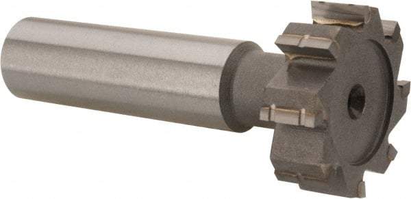 Made in USA - 1" Diam x 5/16" Face Width, Carbide-Tipped, 8 Teeth, Shank Connection Woodruff Keyseat Cutter - Uncoated, 2-5/16" OAL x 1/2" Shank, Straight Teeth, ANSI 1008, Old Standard B - Apex Tool & Supply