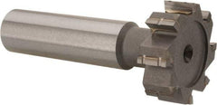 Made in USA - 1" Diam x 5/16" Face Width, Carbide-Tipped, 8 Teeth, Shank Connection Woodruff Keyseat Cutter - Uncoated, 2-5/16" OAL x 1/2" Shank, Straight Teeth, ANSI 1008, Old Standard B - Apex Tool & Supply