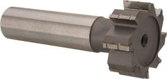 Made in USA - 1" Diam x 3/8" Face Width, Carbide-Tipped, 8 Teeth, Shank Connection Woodruff Keyseat Cutter - Uncoated, 2-3/8" OAL x 1/2" Shank, Straight Teeth, ANSI 1208, Old Standard 152 - Apex Tool & Supply