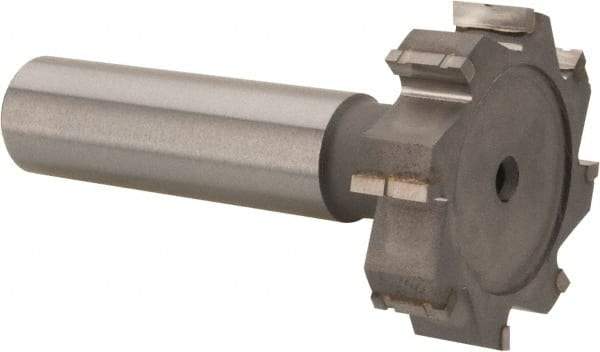 Made in USA - 1-1/4" Diam x 5/16" Face Width, Carbide-Tipped, 8 Teeth, Shank Connection Woodruff Keyseat Cutter - Uncoated, 2-5/16" OAL x 1/2" Shank, Straight Teeth, ANSI 1010, Old Standard D - Apex Tool & Supply