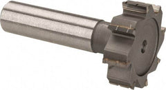 Made in USA - 1-1/4" Diam x 3/8" Face Width, Carbide-Tipped, 8 Teeth, Shank Connection Woodruff Keyseat Cutter - Uncoated, 2-3/8" OAL x 1/2" Shank, Straight Teeth, ANSI 1210, Old Standard E - Apex Tool & Supply