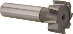 Made in USA - 1" Diam x 3/8" Face Width, Carbide-Tipped, 8 Teeth, Shank Connection Woodruff Keyseat Cutter - Uncoated, 2-3/8" OAL x 1/2" Shank, Staggered Teeth, ANSI 1208, Old Standard 152 - Apex Tool & Supply