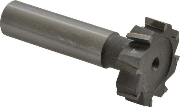 Made in USA - 1-1/8" Diam x 5/16" Face Width, Carbide-Tipped, 8 Teeth, Shank Connection Woodruff Keyseat Cutter - Uncoated, 2-5/16" OAL x 1/2" Shank, Staggered Teeth, ANSI 1009, Old Standard C - Apex Tool & Supply