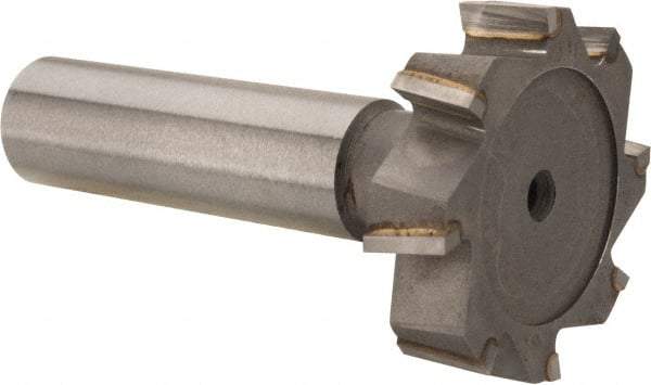 Made in USA - 1-1/4" Diam x 5/16" Face Width, Carbide-Tipped, 8 Teeth, Shank Connection Woodruff Keyseat Cutter - Uncoated, 2-5/16" OAL x 1/2" Shank, Staggered Teeth, ANSI 1010, Old Standard D - Apex Tool & Supply
