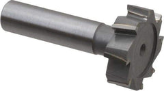 Made in USA - 1-1/4" Diam x 3/8" Face Width, Carbide-Tipped, 8 Teeth, Shank Connection Woodruff Keyseat Cutter - Uncoated, 2-3/8" OAL x 1/2" Shank, Staggered Teeth, ANSI 1210, Old Standard E - Apex Tool & Supply