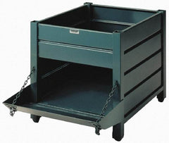 Steel King - 44" Long x 36" Wide x 24" High Steel Bin-Style Bulk Storage and Transport Container with 1 Gate - 4,000 Lb. Load Capacity - Apex Tool & Supply