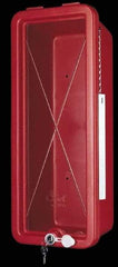 Made in USA - 5 Lb. Capacity, Surface Mount, Crystal Polystyrene Fire Extinguisher Cabinet - 8-1/4 Inch Wide x 19-1/4 Inch High x 6-3/4 Inch Deep, Red - Apex Tool & Supply