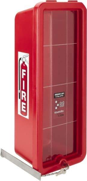 Made in USA - 10 Lb. Capacity, Surface Mount, Crystal Polystyrene Fire Extinguisher Cabinet - 9-1/4 Inch Wide x 23-1/4 Inch High x 7-1/4 Inch Deep, Red - Apex Tool & Supply