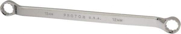 Proto - 12mm x 13mm 12 Point Offset Box Wrench - Double End, 8-7/8" OAL, Steel, Polished Finish, 7.5° Offset - Apex Tool & Supply